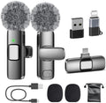 PoP voice USB C Mini Microphone for iPhone 16/15/14/Android, Wireless Lavalier Microphone with Noise Reduction, Lapel Lav Mic for Vlog YouTube TikTok Recording, 12H, 65ft