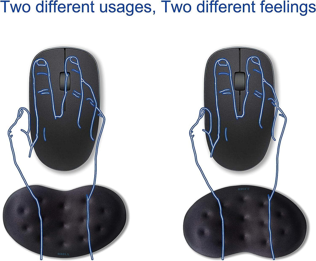 BRILA Ergonomic Memory Foam Mouse Wrist Rest Support Pad Cushion for Computer, Laptop, Office Work, PC Gaming - Massage Holes Design - Wrist Pain Relief (Black Mouse Wrist Rest)