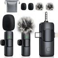MENERESAS 3-in-1 Mini Microphone for iPhone: Wireless Lavalier Microphones for iOS/Android/Camera - Noise Reduction Lapel Mic, Clip on Mic for Video Recording Vlog, YouTube, Interview