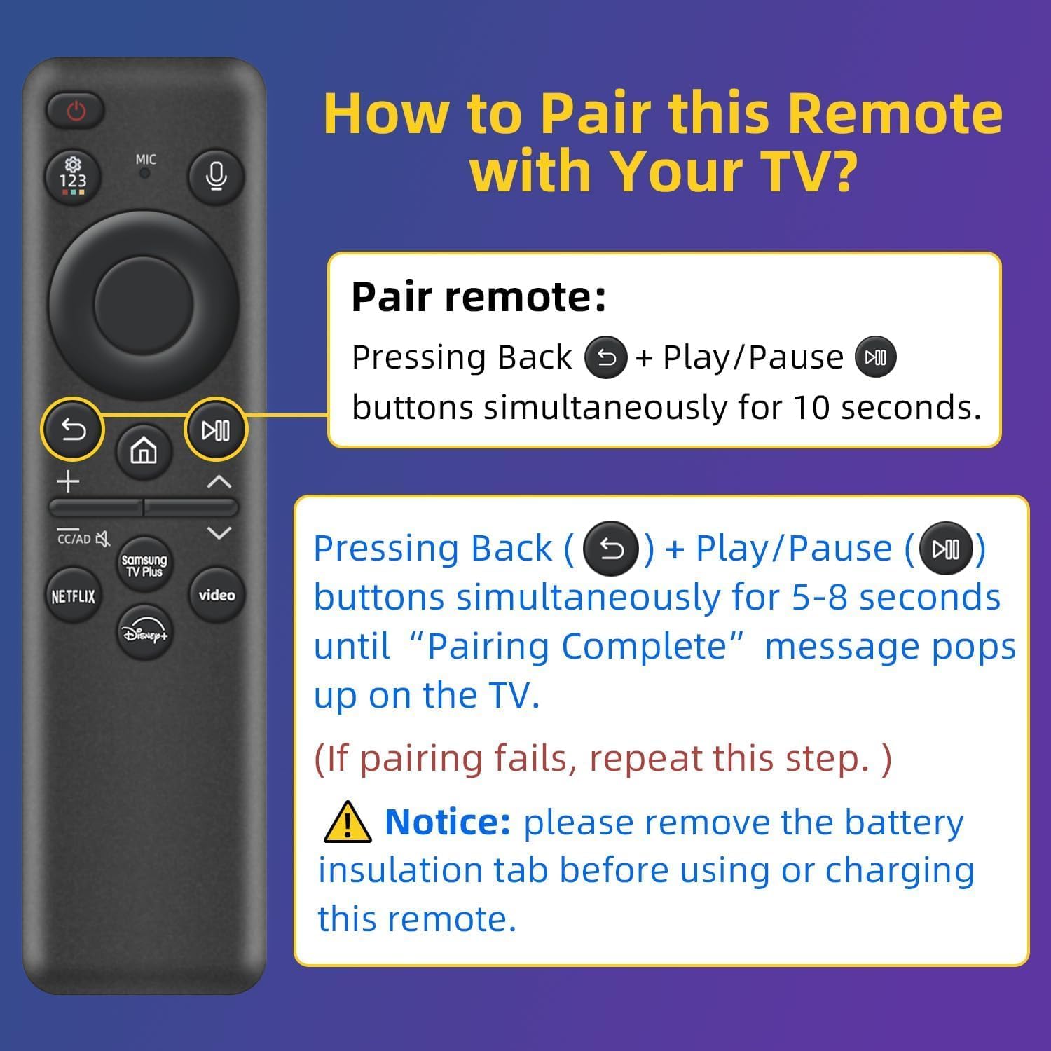 Rechargeable Voice Remote for Samsung Smart TVs, Replacement for 2019–2025 Samsung TV Remote Control with Solar Charging and Voice Search. 2-Year Warranty.