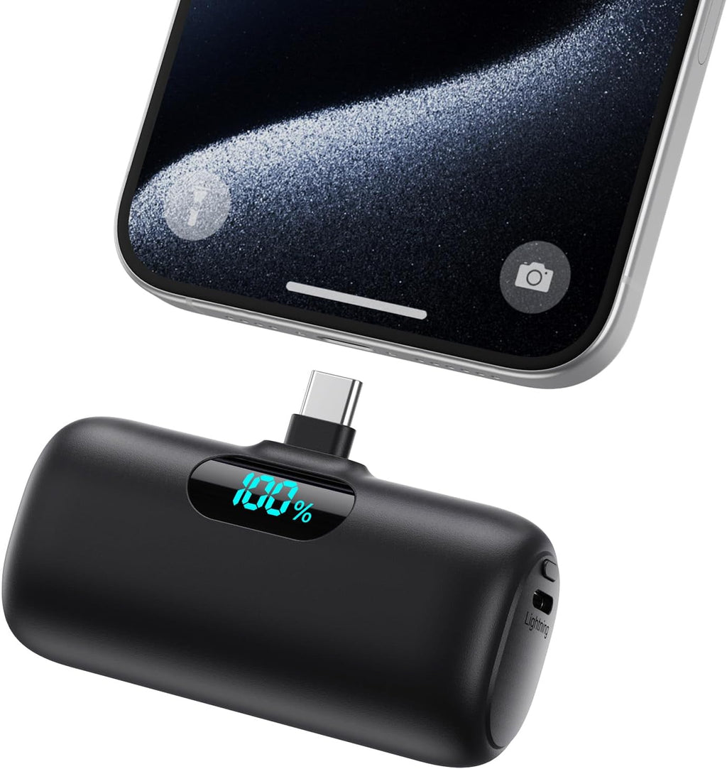 Mini Portable Charger USB C Power Bank,Upgraded 5000mAh PD Fast Charging Battery Pack Built-in USB-C Connector Travel Essential for iPhone17/17Pro/17Pro Max/Air/16 Plus/16Pro Max/15 Series,Android