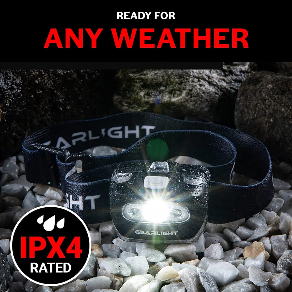 LED Headlamp 2-pack Battery Powered (AAA) | Head Lamp for Running Hunting Camping Fishing Hiking with Red Light and Adjustable Headband - Bright Forehead Headlamp 7 Modes (Batteries Not Included)