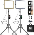 2-Pack LED Video Light Kit, NiceVeedi Studio Light, 2800-6500K Dimmable Photography Lighting Kit with Tripod Stand&Phone Holder, 73" Stream Light for Video Recording, Game Streaming, YouTube