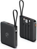 VRURC Portable Charger with Built-in Cable, 10000mAh 22.5W Fast Charging USB C Battery Pack, Cell Phone Power Bank for iPhone 17 16 15 Samsung Galaxy S25 S24 S23 Series Android Tablet, Black(1 Pack)
