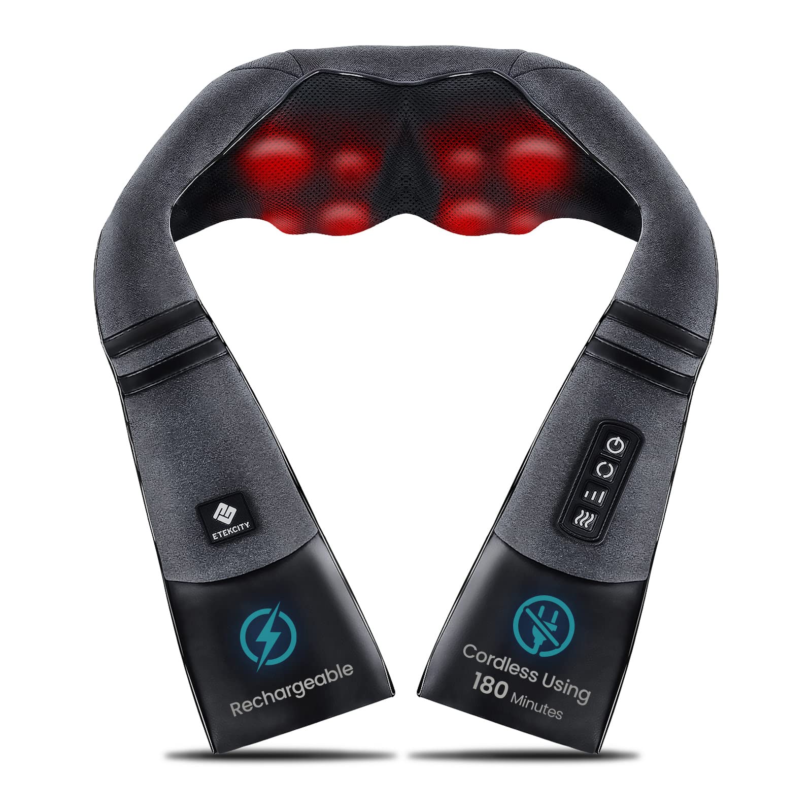 Etekcity FSA Eligible Cordless Neck Massager with Heat for Pain Relief Deep Tissue, FSA Wearables, Rechargeable Shiatsu Back Shoulder Massage Tool, Best Gift for Mother, Father, HSA Items