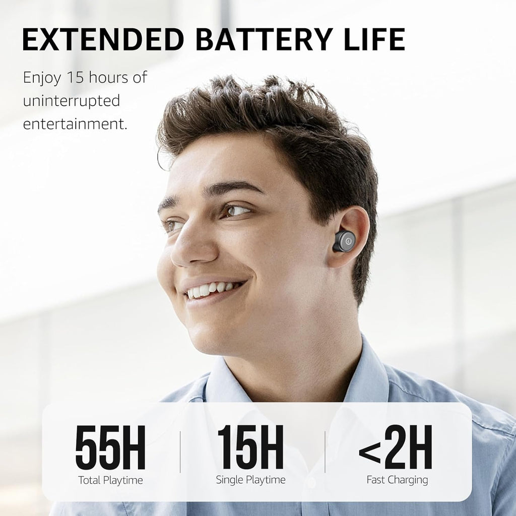 TOZO T10 Wireless Earbuds Bluetooth 5.3 Headphones, App Customize EQ, Ergonomic Design, 55H Playtime, Wireless Charging Case, IPX8 Waterproof Sound in-Ear Headset, New Version