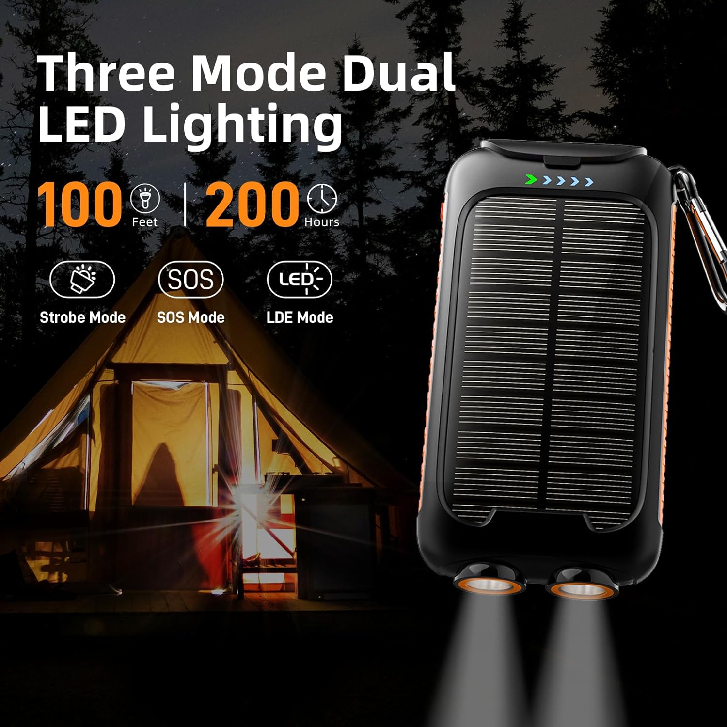 Solar Charger Power Bank 49800mAh - Portable Fast Charging Power Bank with Type-C & Dual USB Ports, Compatible with iPhone, Samsung & More, Waterproof Solar Panel for Camping, Hiking, and Outdoor Use