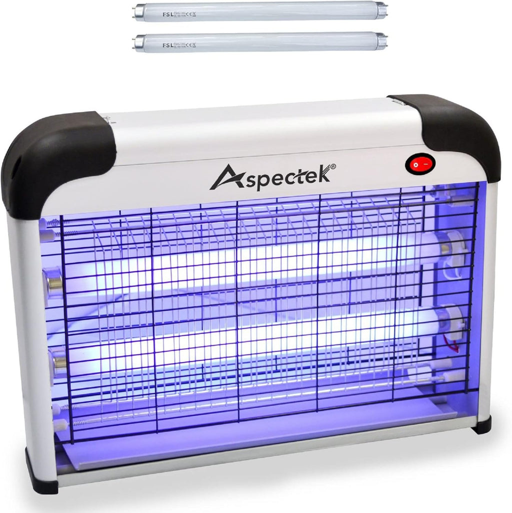 ASPECTEK Insect Killer, Bug Zapper, Powerful 20W Electronic Indoor Fly Zapper for Mosquito, Fungus Gnat, Asian Beetle, Moth, Flying Pests - Indoor Use, Includes 2-Pack Replacement Bulbs