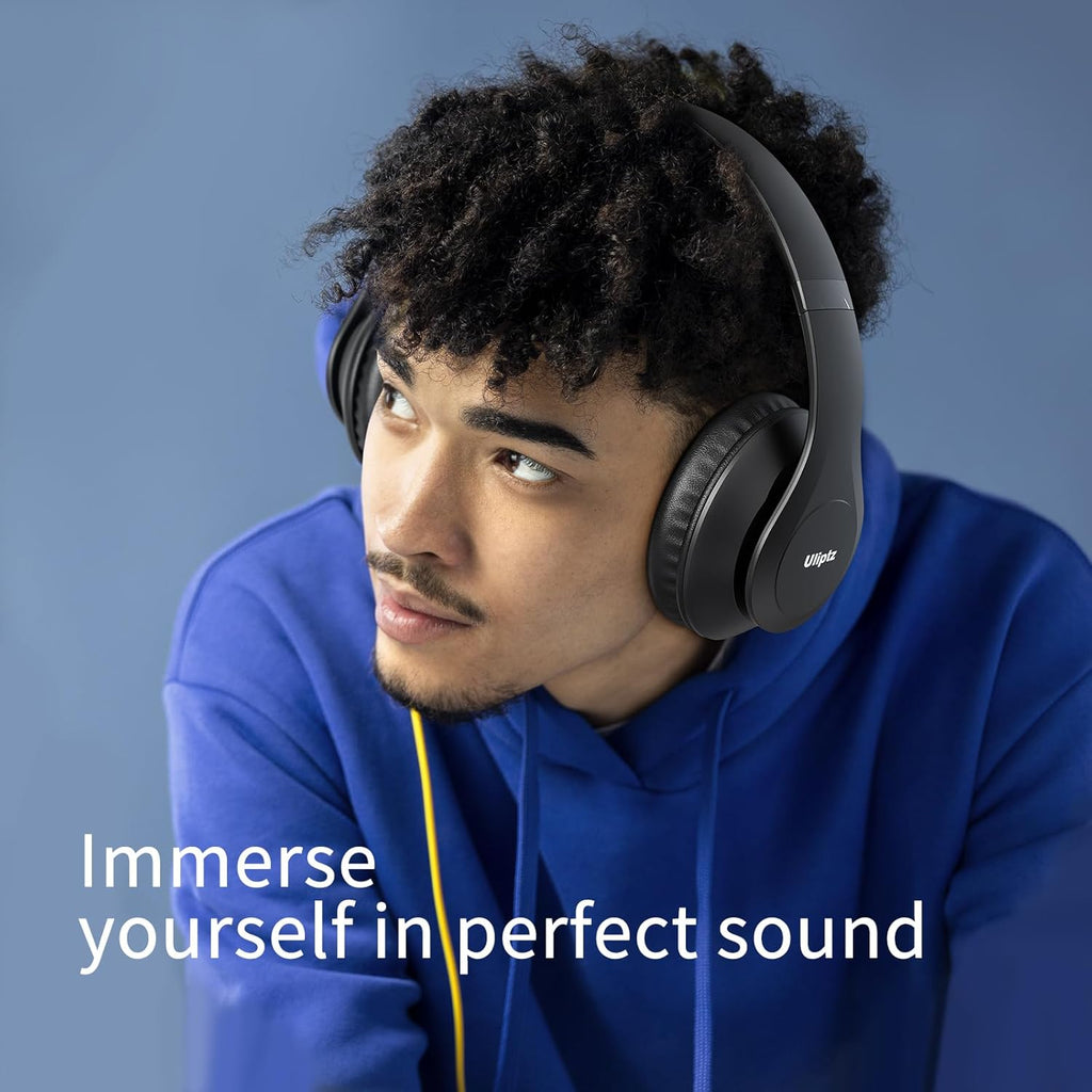 Uliptz Wireless Bluetooth Headphones, 65H Playtime, 6 EQ Sound Modes, HiFi Stereo Over Ear Headphones with Microphone, Foldable Lightweight Bluetooth 5.3 Headphone for Travel/Office/Cellphone/PC