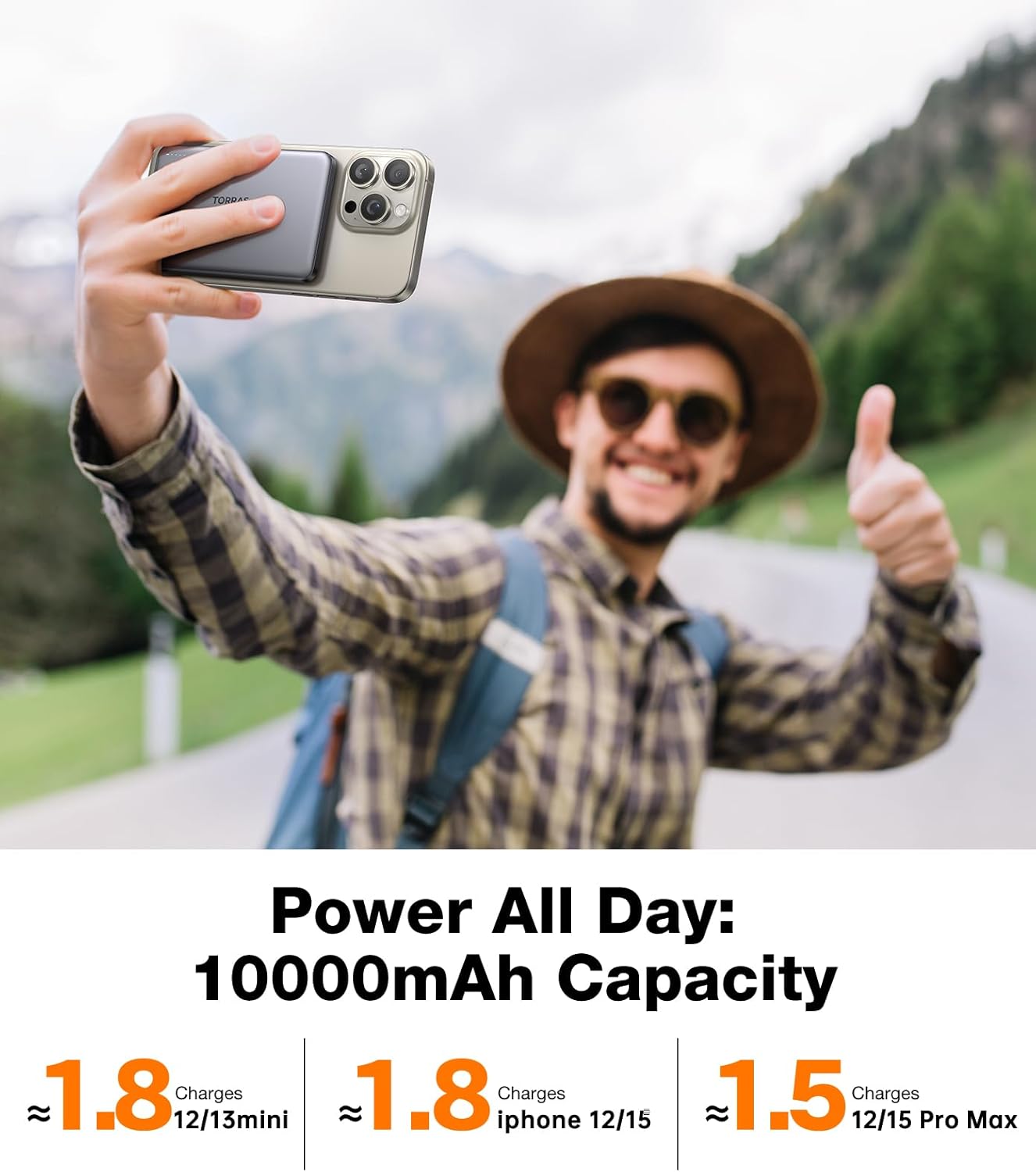 TORRAS MiniMag Power Bank,Ultra-Slim 10,000mAh Magnetic Wireless Portable Charger, 22.5W Fast Charging iPhone Air MagSafe Battery Pack Designed for iPhone 17 Pro Max/17 Pro/Air/16/15/14/13/12, Gray