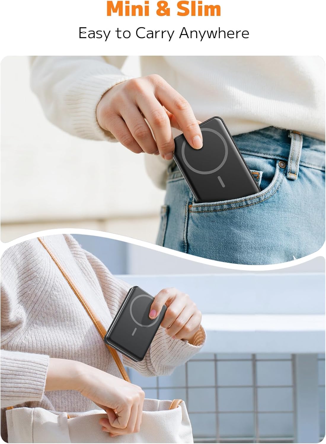 for Magsafe Portable Charger,10000mAh Power Bank with Type-C 20W PD Fast Charging, Lightweight and Slim, LED Display for Magsafe Battery Pack for iPhone 17/16/15/14 All Series, Black