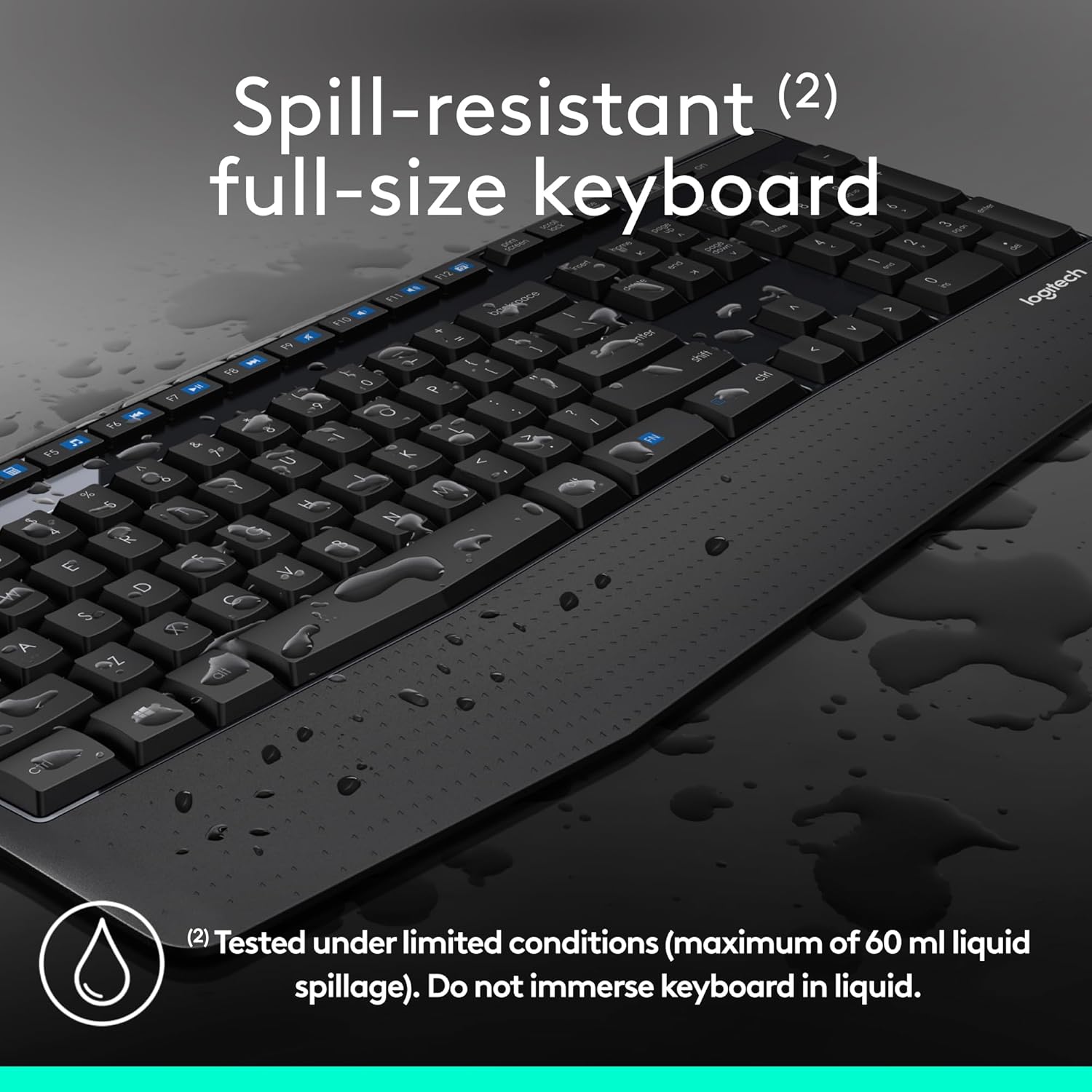 Logitech MK345 Wireless Keyboard and Mouse Combo with Palm Rest, 2.4 GHz USB Receiver, Compatible with PC, Laptop, Black