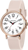 Hourstar Women's Analog Nurse Watch with Second Hand for Nursing, 12/24 Time, Silicone Band, Easy Read