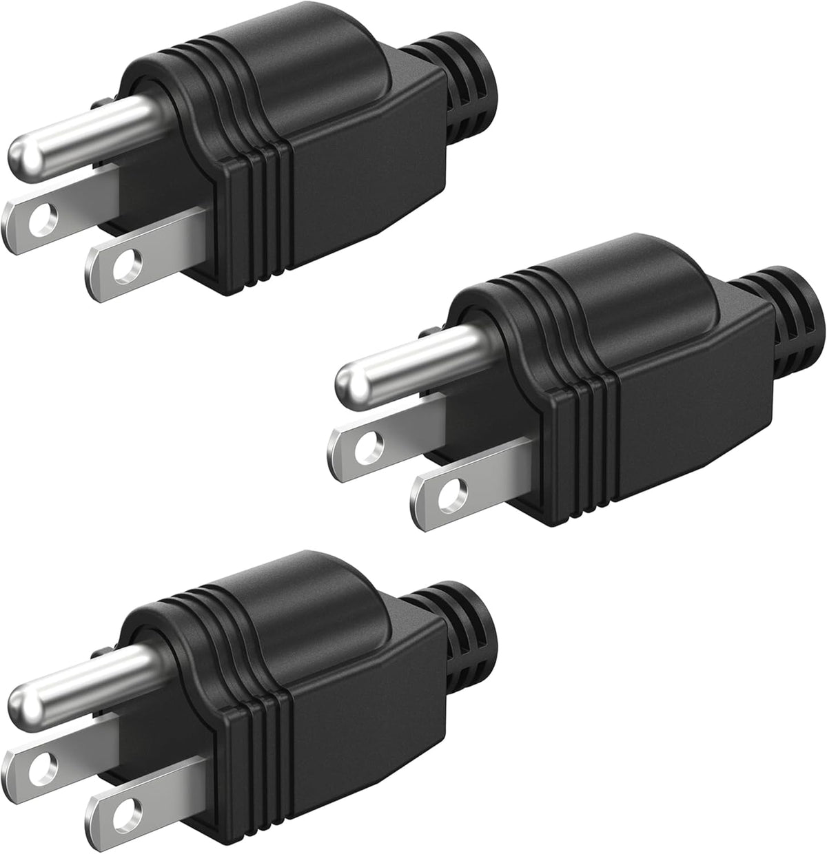 NEMA 5-15P Electrical Replacement Plugs End, Extension Cord Ends 125V 15A 2Pole 3Wire Male Plug，Ground Neutral Generator Plug，3 Prong Power Replacement Type (3)
