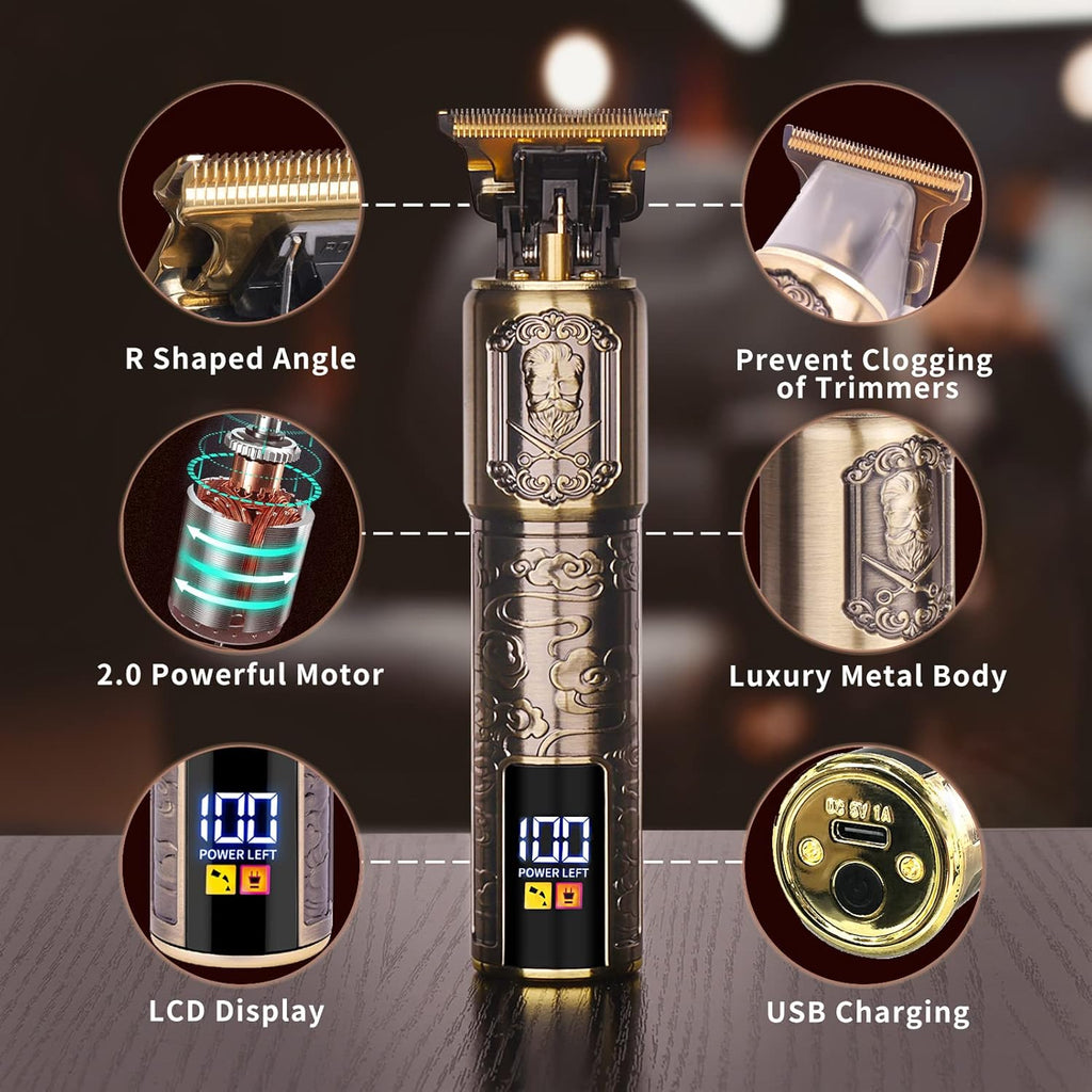 Ufree Professional Beard Trimmer for Men, Zero Gapped T-Blade Hair Clipper & Mustache Trimmer Kit with LCD Display, Precision Edgers for Haircut & Grooming, Barber-Grade Electric Shaver, Gifts for Men