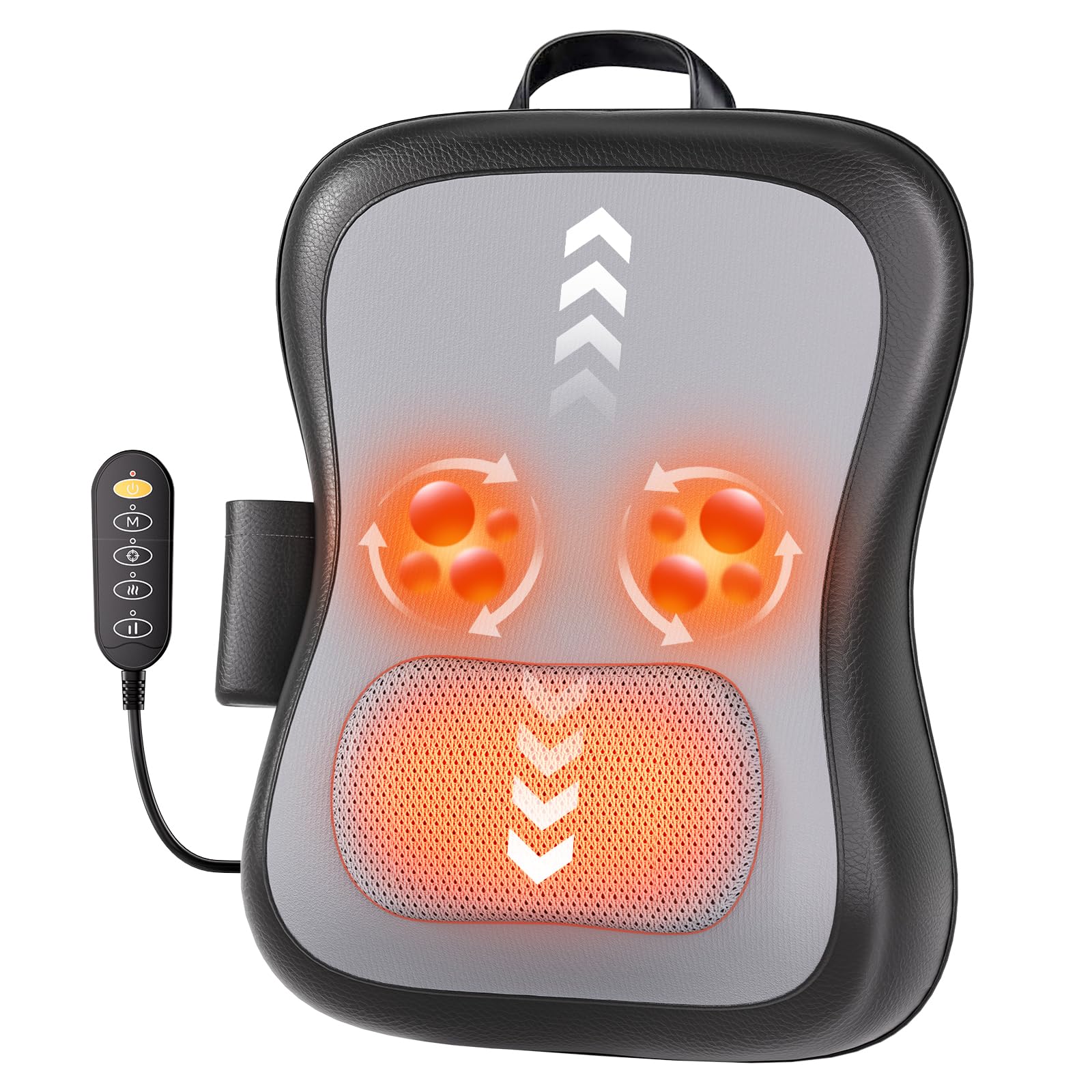 Shiatsu Back and Neck Massager for Pain Relief Deep Tissue, Up and Down Rolling Back Massager with Heat, 3D Kneading Massage for Office Home Car, Birthday Gifts for Women Men Mom Dad