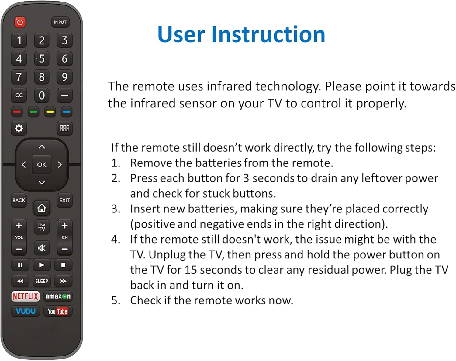Universal for All Hisense-TV-Remote Compatible with All Hisense 4K LED HD UHD Smart TVs - Not for fire & roku TV