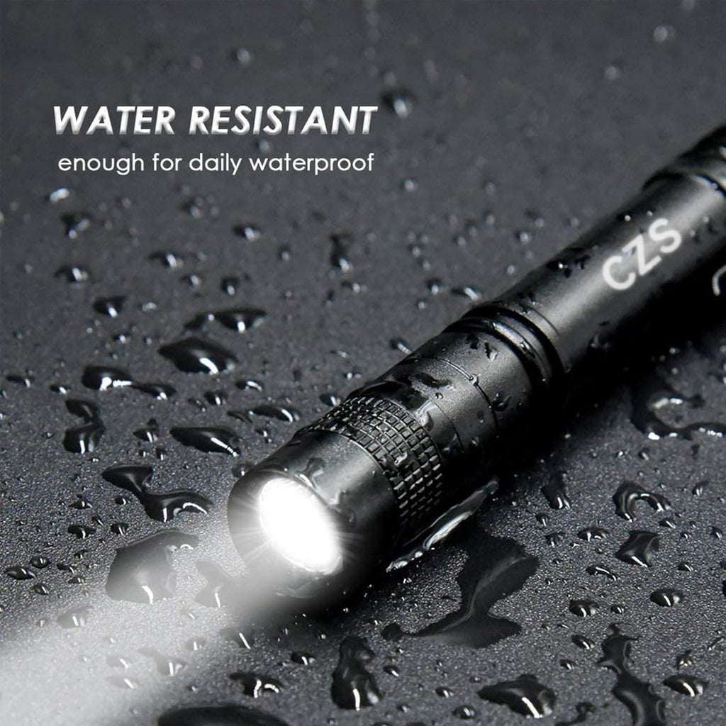 CZS Flashlight, 2 Pack Pen Light, Small Flashlights High Lumens, Battery-Powered LED Flashlight by 2AAA Battery, Waterproof Pocket Flashlights for Work, Emergency (Battery Not Included)