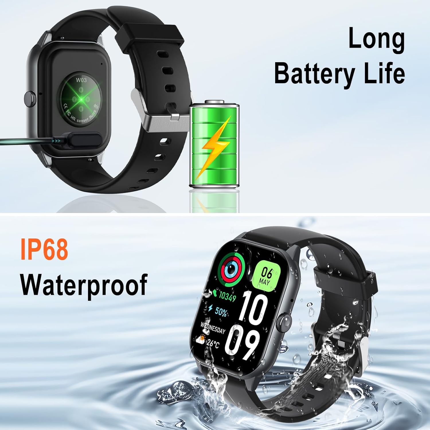 ISKOVI 1.91" Smart Watch,Fitness Tracker,Smart Watches for Men and Women with Message Call Function,120+ Sport Modes, IP68 Waterproof,24 Hours Heart Rate/Sleep Monitor,for Android/iOS