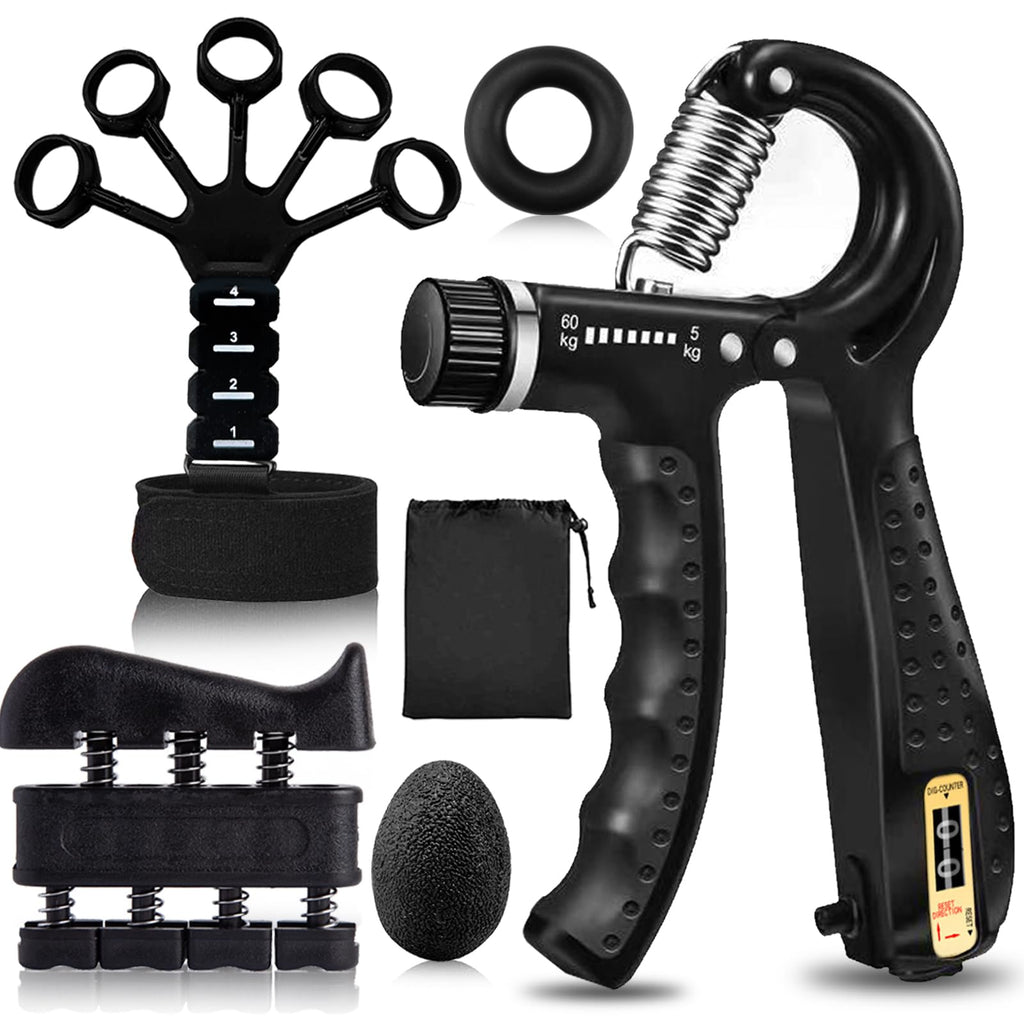 5-Pack Grip Strength Trainer Set – Hand Grippers, Finger Trainer, Forearm Strengthener & Grip Ball