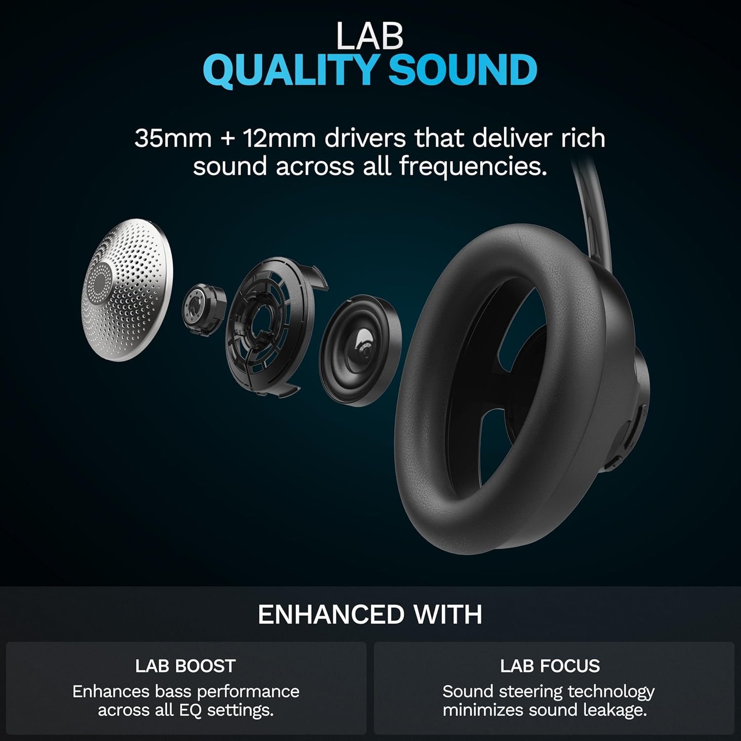JLab JBuds Open Wireless Headphones, Black, Open-Back, Immersive Sound, Dual Coaxial 35mm + 12mm Drivers, Comfortable Breathable Open Fit, All Day Listening 24 Hour Playtime, Customize App