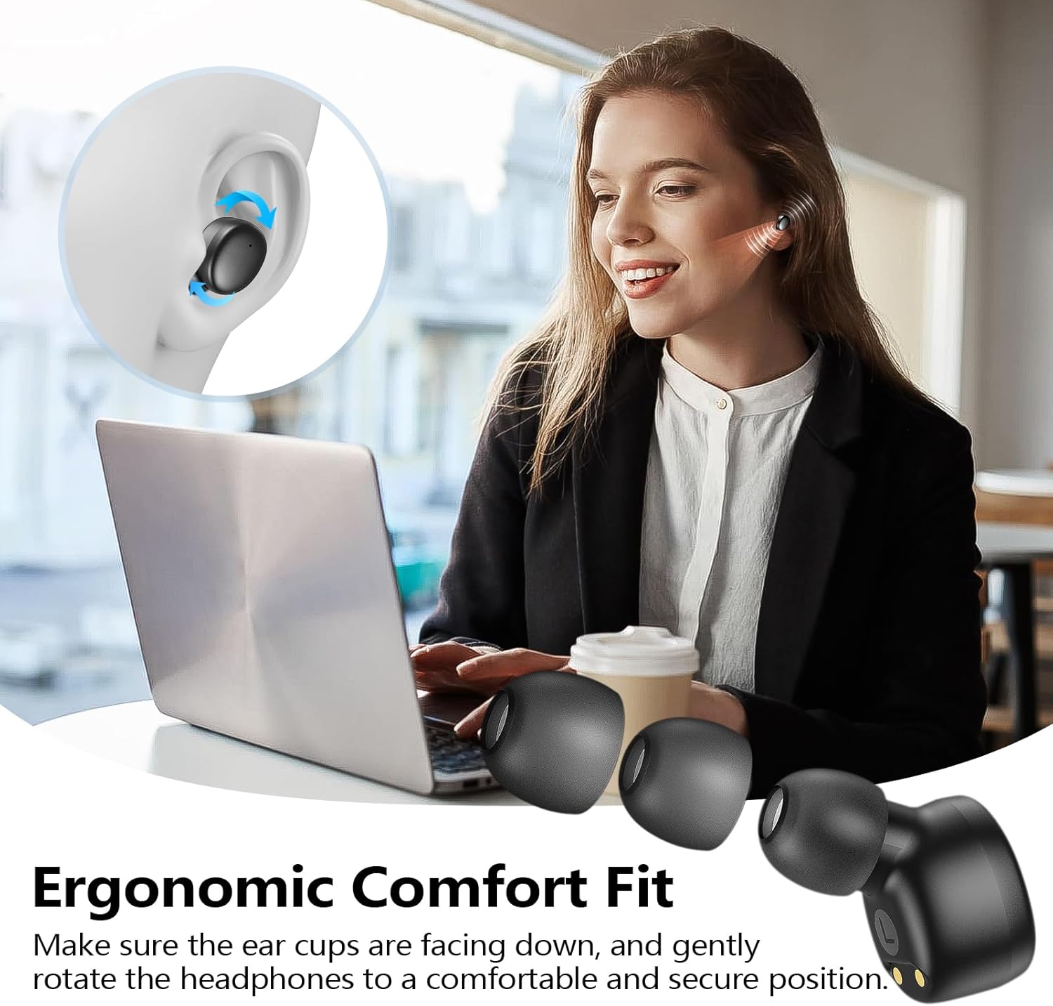 kurdene Wireless Earbuds Bluetooth 5.3 in Ear Buds Light Weight Headphones,Deep Bass Sound,Built in Mics Headset,Clear Calls Earphones for Sports Workout