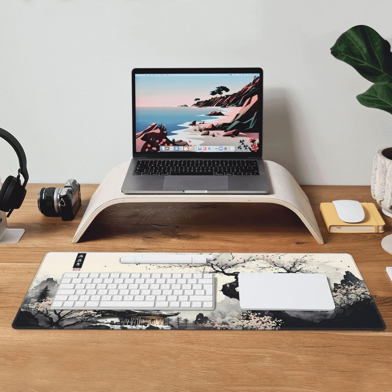 Japanese Mouse Pad, Large Japanese Desk Mat, XL Anime Gaming Keyboard Mat, Non-Slip Rubber Base, Big Extended Desk Protector for Home Office, 31.5”x11.8”
