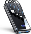 Portable Charger,50000mAh Power Bank Built-in Cable, 22.5W PD USB C In & Out Fast Charging, External Battery Pack with 6 Output & 2 Input, Travel Phone Charger for iPhone 17/16/15/14/13/12(Black)