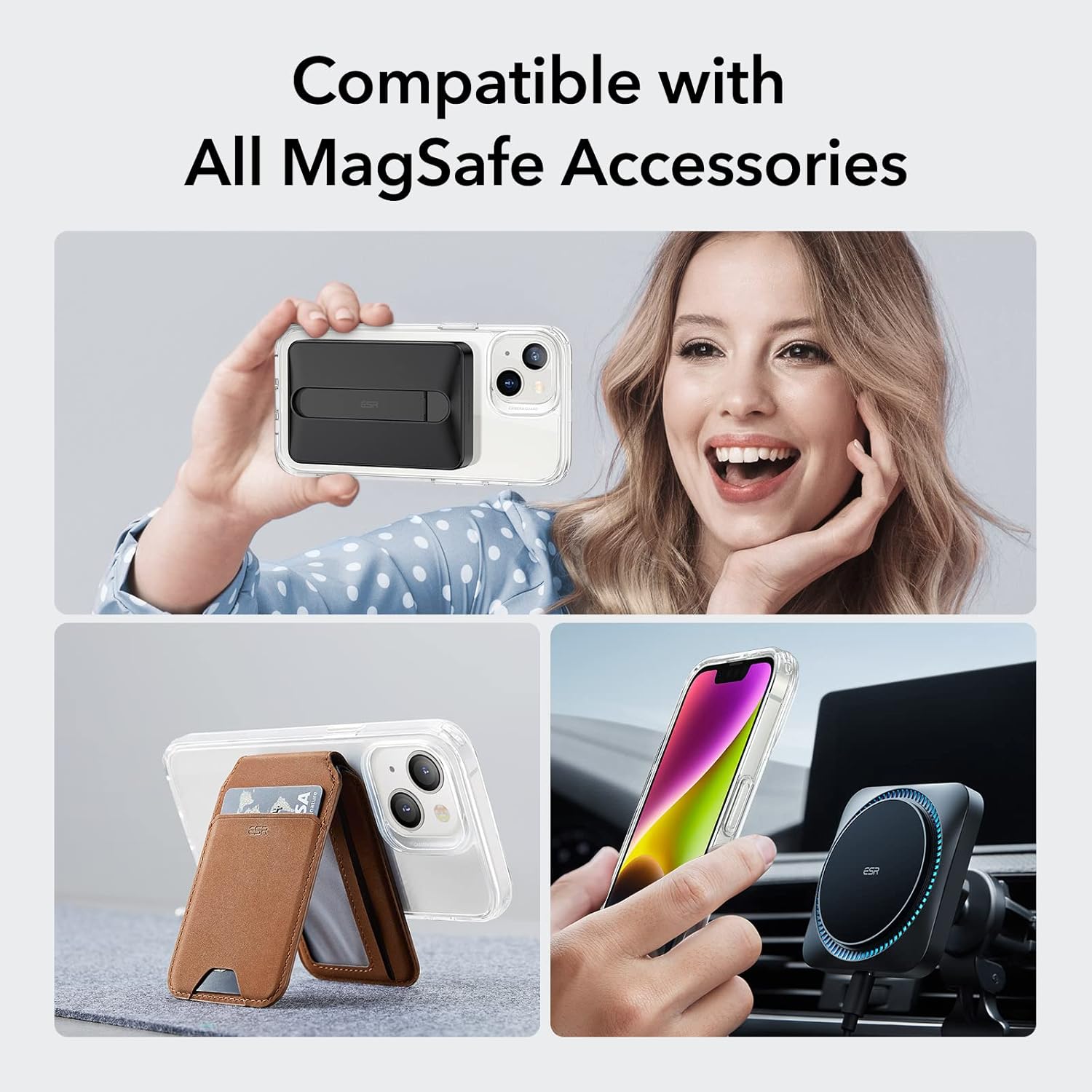 ESR for iPhone 14/iPhone 13 Case, Compatible with MagSafe, Classic Hybrid Magnetic Mobile Phone Case iPhone 14/13 Case, Military Standard, Drop Protection, Clear