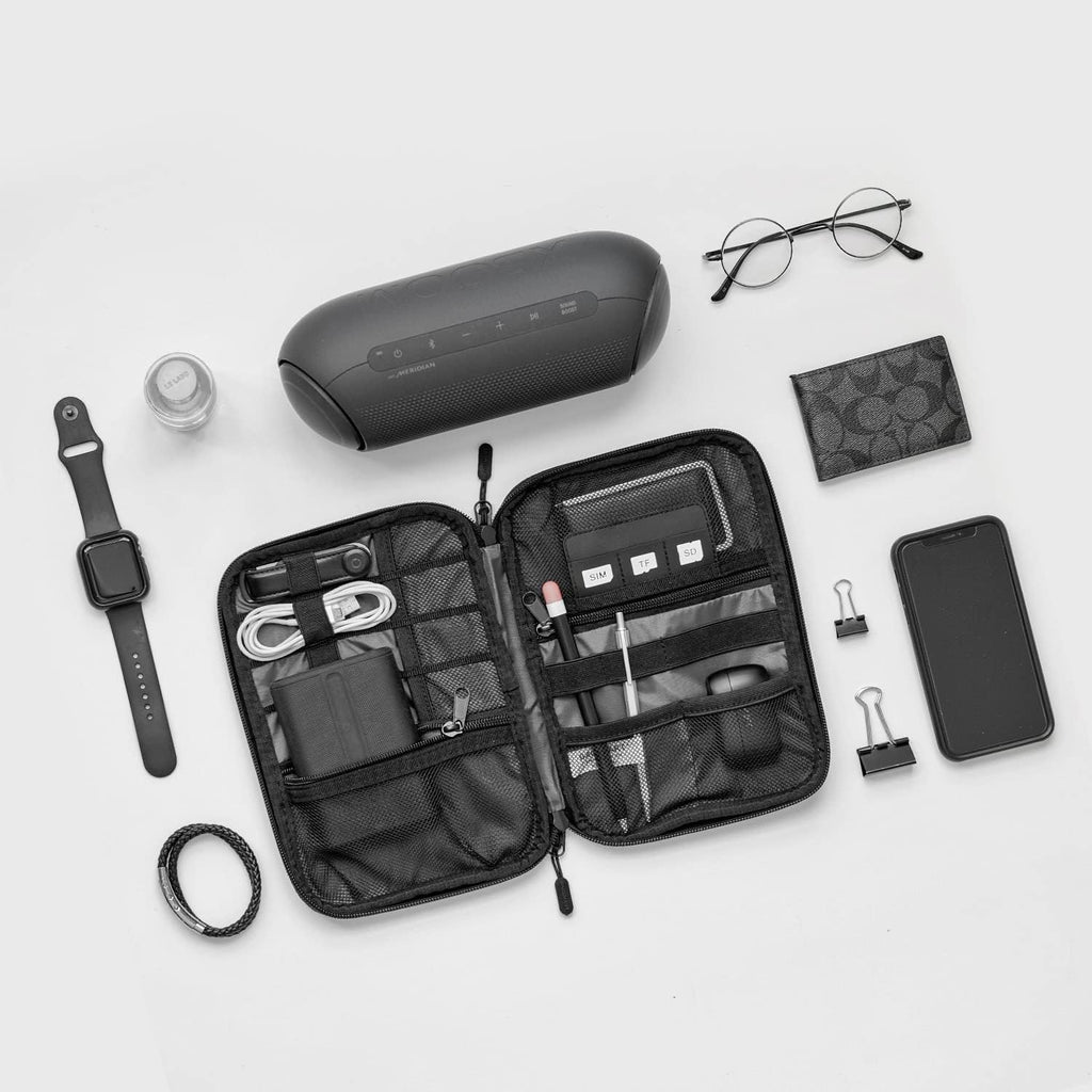 BAGSMART Large Electronics Travel Organizer Case, Tech Accessories Cord Storage Bag for Phone, Power Bank, SD Card, Cables, Black