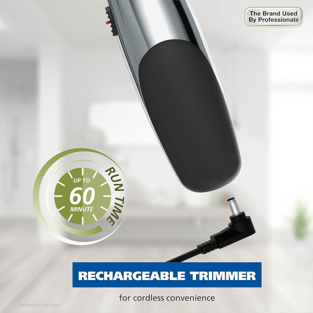 Wahl Groomsman Rechargeable Beard Trimmer kit for Mustaches, Nose Hair, and Light Detailing and Grooming with Bonus Wet/Dry Battery Nose Trimmer – Model 5622v