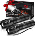 Victoper LED Flashlight 2 Pack, Bright Tactical Torch High Lumens with 5 Modes, Waterproof Zoomable Flash Light, Valentine's Day Gifts for Men, Hunting Camping Essentials Gear