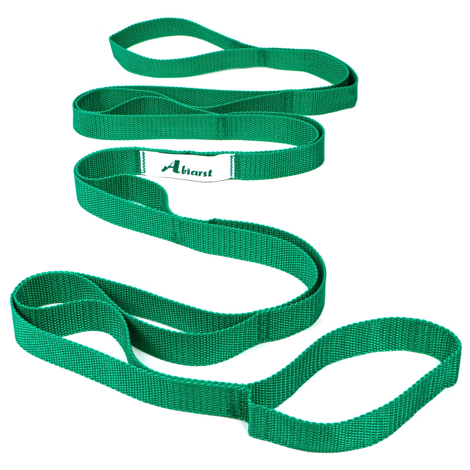 Abiarst Stretching Strap Yoga Straps for Physical Therapy, 10 Loops Non-Elastic Stretch Band for Pilates, Flexibility, Exercise and Gymnastics