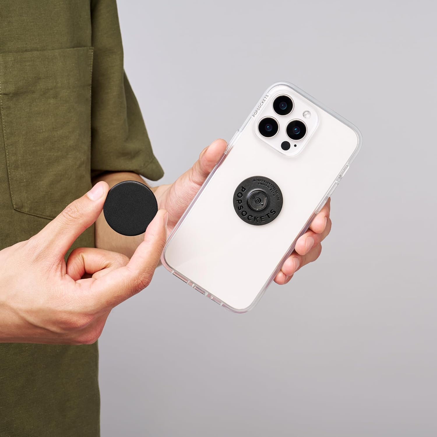 PopSockets Phone Grip with Expanding Kickstand, Adhesive Grip - Black