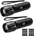 Lighting EVER LED Flashlights High Lumens, Small Flashlight, Waterproof, Adjustable Focus Flash Light for Outdoor, Emergency, Camping, AAA Batteries Included, 2 Pack