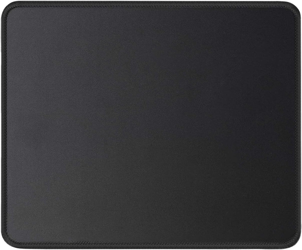 JIKIOU Mouse Pad with Non-Slip Rubber Base, Premium-Textured & Washable Computer Mousepad with Stitched Edges, Mouse Pads for Computers, Laptop, Gaming, Office & Home, 10.2 x 8.3 in, Black
