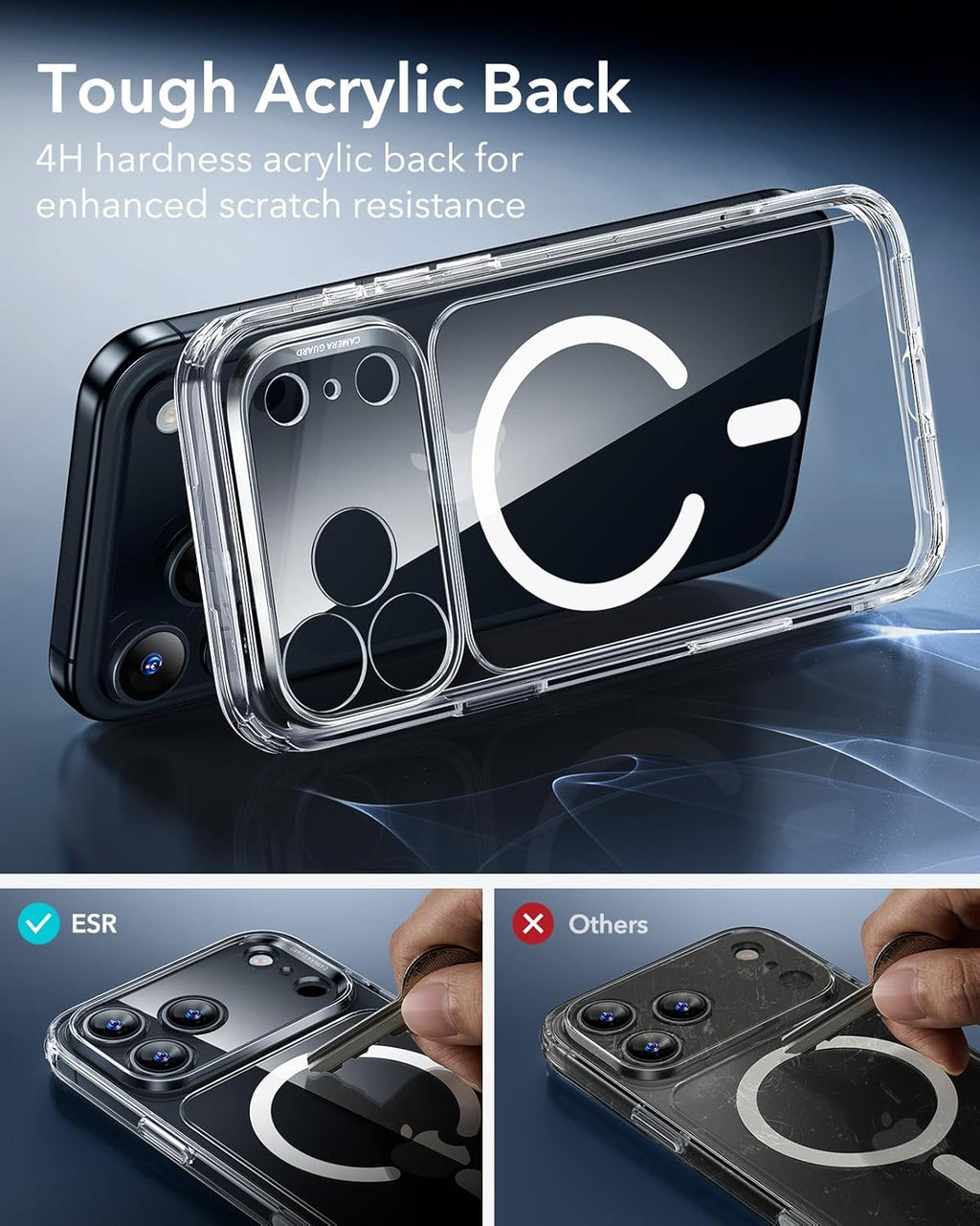 ESR for iPhone 17 Pro Max Case, Camera Control, Compatible with MagSafe, Shockproof Military-Grade Protection, Magnetic Phone Case for iPhone 17 Pro Max, Classic Hybrid Case, Clear