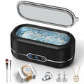 Ultrasonic Jewelry Cleaner, 48KHz Jewelry Ultrasonic Cleaner Machine for All Jewelry, Glasses, Rings, Retainers, Watch Strap, Dentures, 304 Stainless Steel 12oz Cleaning Pod - Black
