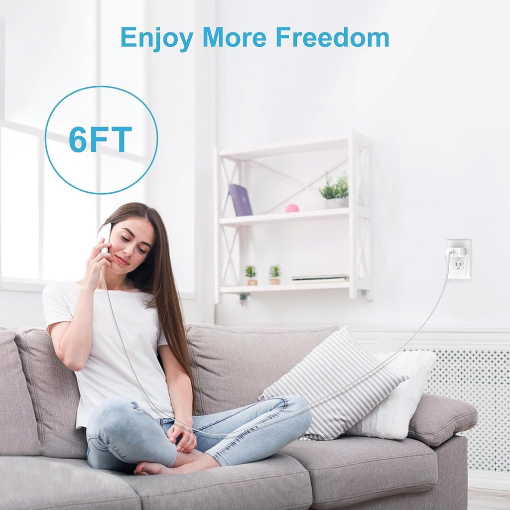20W USB-C Fast Charger for iPhone & iPad – 2-Pack Wall Blocks with 6FT USB-C to C Cables (White)