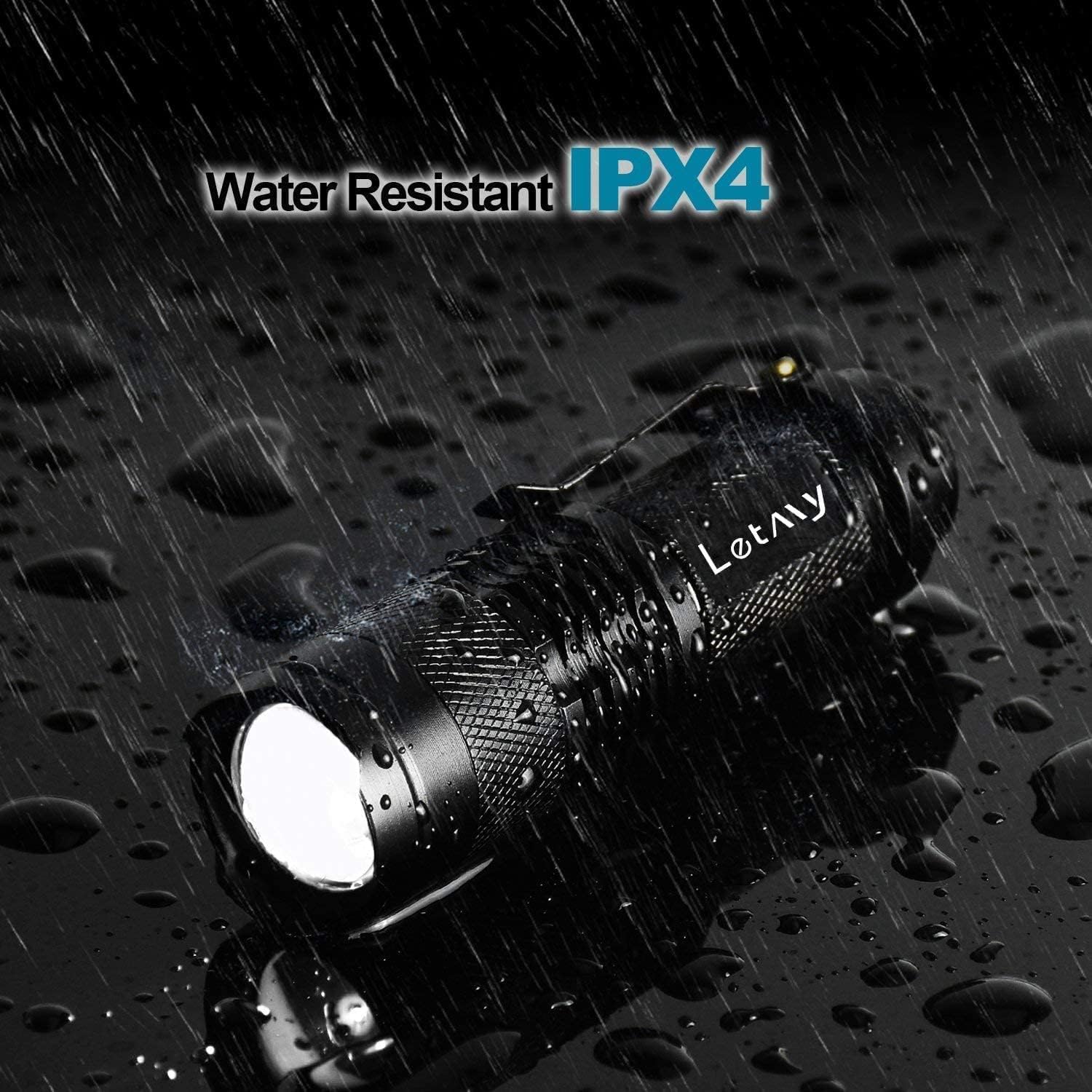 LETMY Tactical Flashlight, Super Bright LED Mini Flashlights with Belt Clip, Zoomable, 3 Modes, Waterproof - Best EDC Flashlight for Gift, Hiking, Camping, Hurricane & Power Outage (2 Pack)