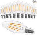 E12 Candelabra Bulb 40 watt Equivalent, E12 LED Bulb Dimmable Chandelier Light Bulbs, B10 Candle Light Bulbs 2700K Soft White, 90+CRI, 400LM, Clear Glass, 12 Pack