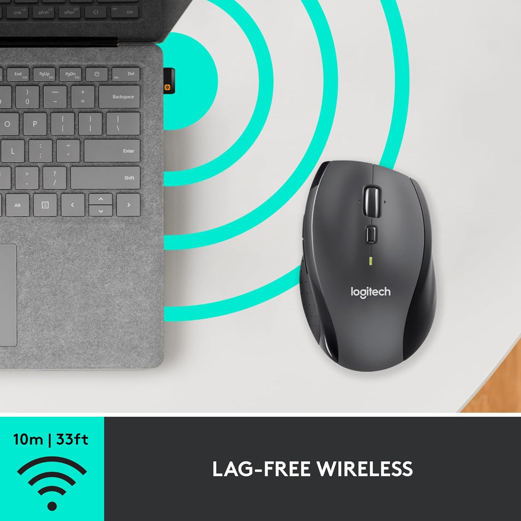 Logitech M705 Marathon Wireless Mouse, Gaming Mouse Wireless, 2.4 GHz USB-A Receiver, 5-Programmable Buttons, 3-Year Battery, PC, Mac, Laptop, Chromebook - Black