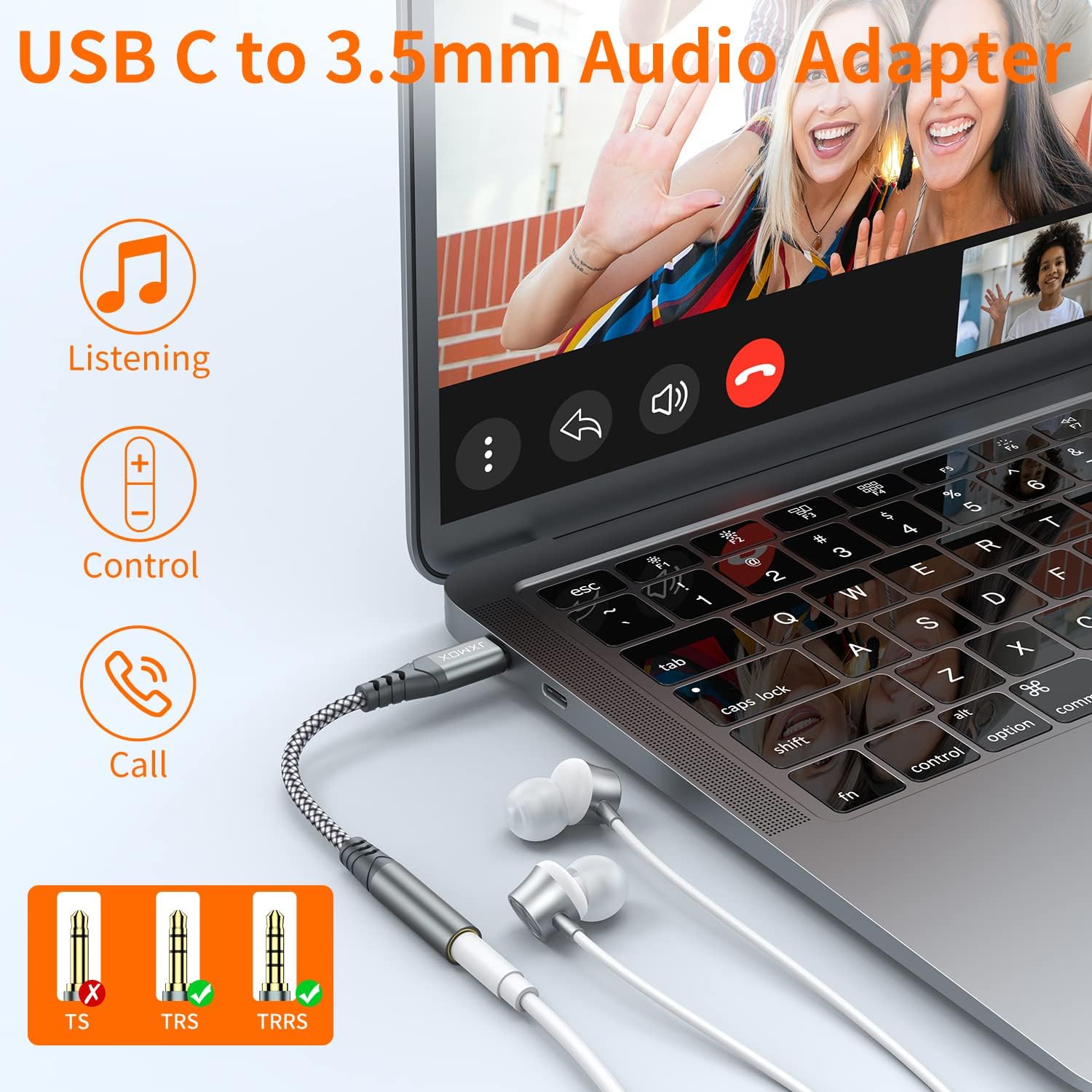JXMOX USB Type C to 3.5mm Female Headphone Jack Adapter, USB C to Aux Audio Dongle Cable Cord Compatible with iPhone 17 Air 16 15 Pro Max, Samsung Galaxy S25 S24 S23 S22, Pixel 9 8, iPad Pro, MacBook
