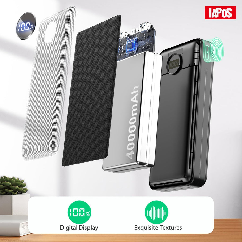 Portable Charger 40000mah Power Bank, USB-C (22.5W) Fast Charging Battery Pack Portable Phone Charger for iPhone 16 Pro/16/15/14/13 Series, Android Samsung Galaxy, Battery Bank for Travel Camping