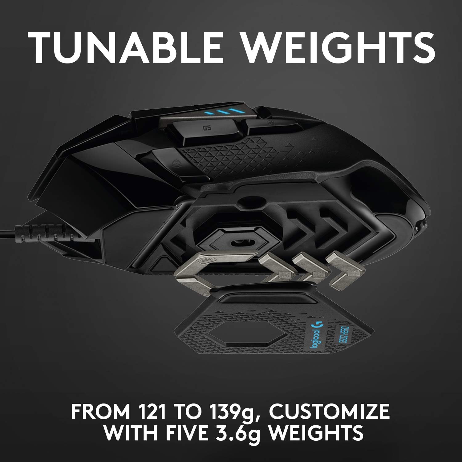 Logitech G502 Hero High Performance Wired Gaming Mouse, Hero 25K Sensor, 25,600 DPI, RGB, Adjustable Weights, 11 Buttons, On-Board Memory, PC/Mac