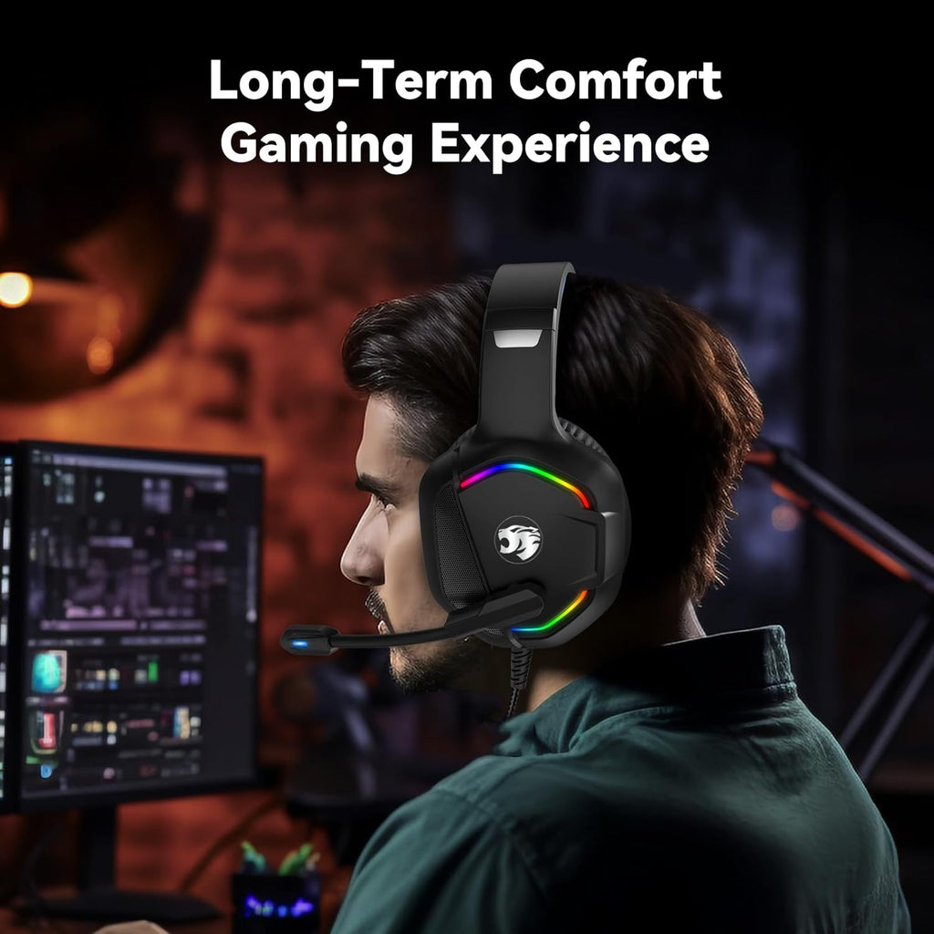 IMYB A36 Gaming Headset with Microphone for Pc, Xbox One Series X/s, Ps4, Ps5, Switch, Stereo Wired Noise Cancelling Over-Ear Headphones with Mic for Computer, Laptop, Mac, Nintendo, Gamer (Blue)