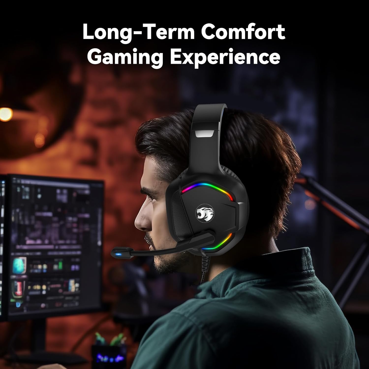 IMYB A36 Gaming Headset with Microphone for Pc, Xbox One Series X/s, Ps4, Ps5, Switch, Stereo Wired Noise Cancelling Over-Ear Headphones with Mic for Computer, Laptop, Mac, Nintendo, Gamer (Blue)