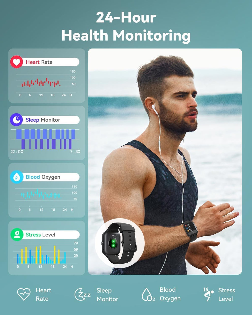 Smart Watch for Women & Men – Alexa Built-In, 1.8” HD Display, Bluetooth Calling, 120+ Sports Modes, IP68 Waterproof