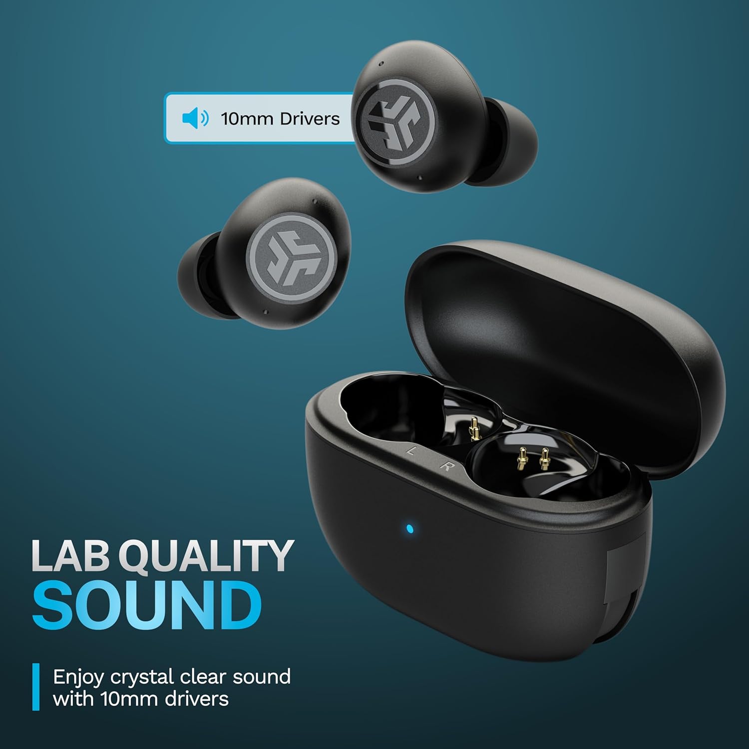 JLab Go Pop ANC True Wireless Earbuds & Charging Case, Black, Active Noise Cancelling, 10mm Drivers, Dual Connect, Customize Your Sound with App, Be Aware Mode, Compact Fit, MEMS Microphone