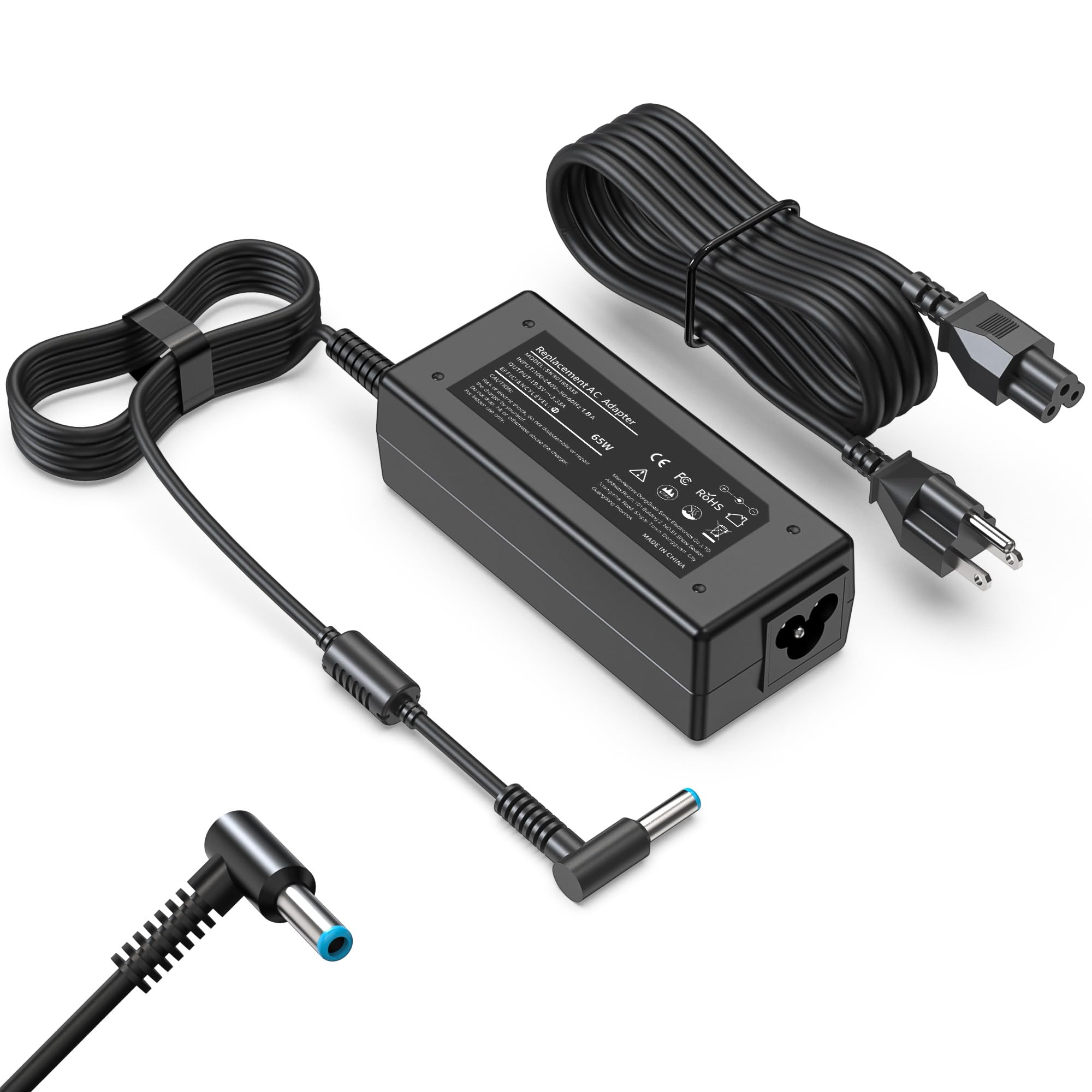 65W 45W Laptop Charger Compatible with HP Pavilion x360 14 15 17, Stream 11 13 14, Notebook, Elitebook,Envy, ProBook Series Smart Blue Tip AC Adapter with Power Cord 4.5mm x 3.0mm